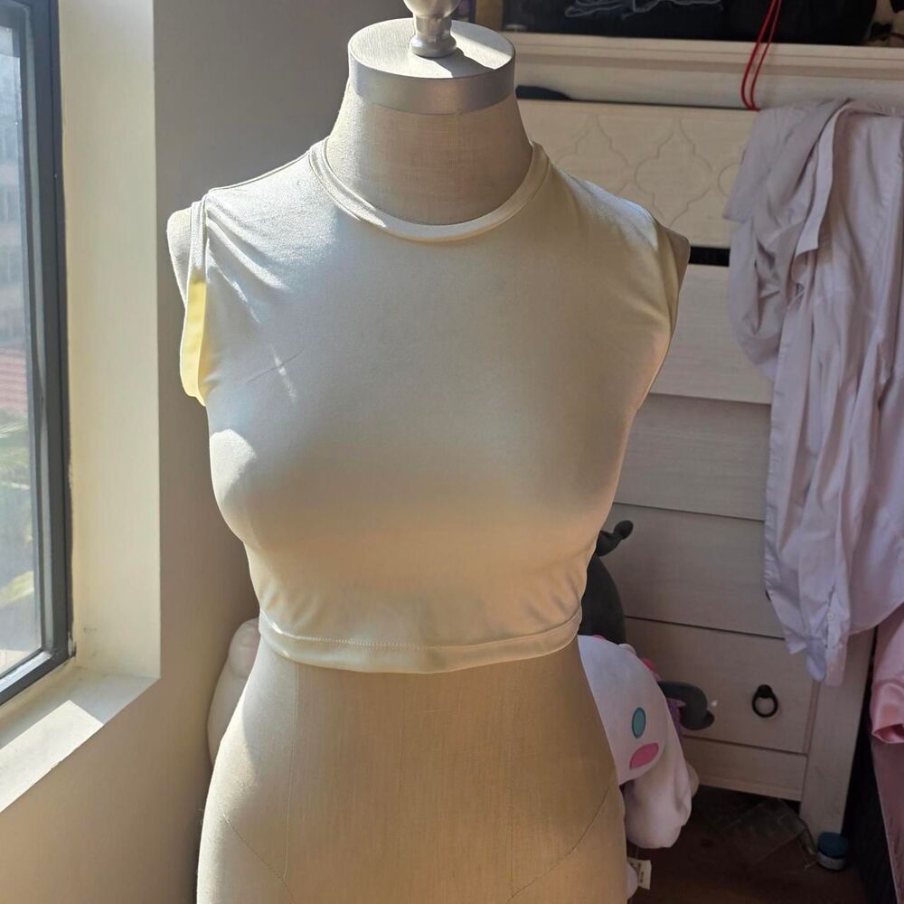 Girls-on-film Women's Cream and Yellow Crop-top